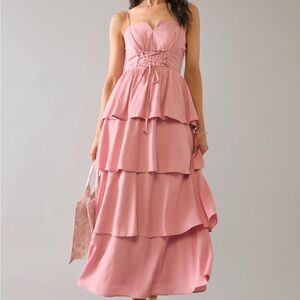 Elegant Pink Tiered Dress